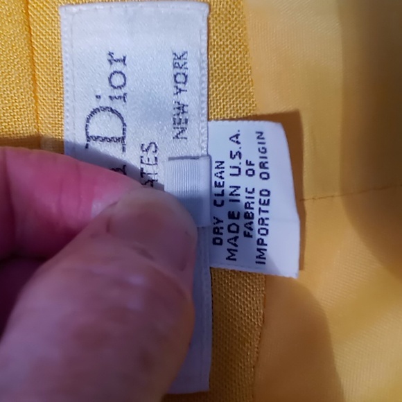 Vintage Christian Dior Linen Blazer Yellow Size 8 - Picture 15 of 16